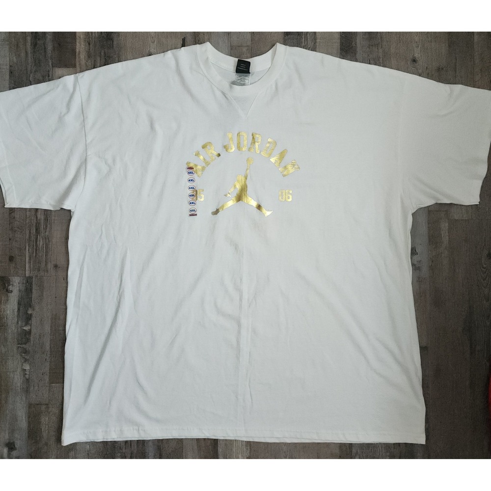 Jordan T-Shirt Mens 4XL White Gold 20th Anniversary 1985-2005 Jumpman 198353-100